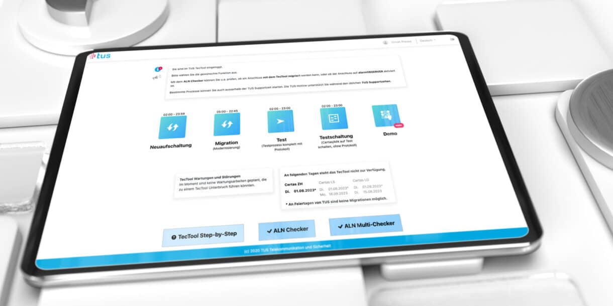 The TecTool interface provides technicians with an easy-to-understand overview for carrying out various maintenance processes on an alarm device. Thanks to the TecTool, the technician is guided through these processes from start to finish.